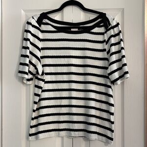 Zac And Rachael Classic Black & White Striped Short Sleeve Tee